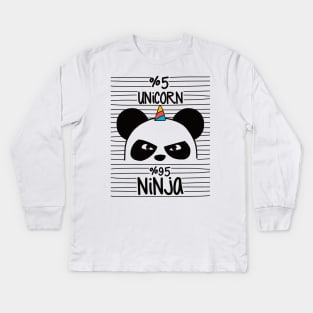 Ninja x Unicorn Cute Panda Funny Kids Girls Design Kids Long Sleeve T-Shirt